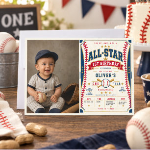 Convites Bilhete de Beisebol All-Star para 1º Aniversário d