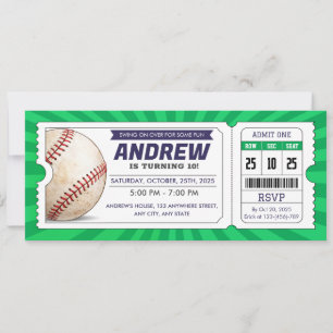 Convites Bilhete de beisebol aniversário Novato do Ano