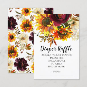 Convites Bilhete de Buquê de girassol Fralda de Raffle