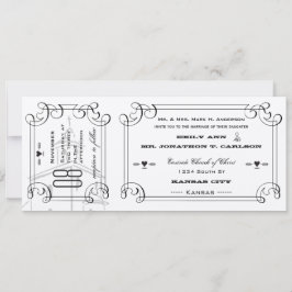 Convites Bilhete de Capela Romântica Casamento