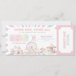 Convites Bilhete de Carnaval de Cor Girly Pastel Aniversári