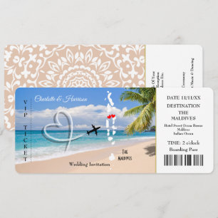 Convites Bilhete de Casamento de Destino Maldivas 