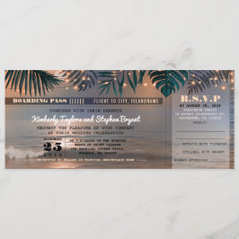 Convites Bilhete de Casamento de Luzes Tropicais de Praia d