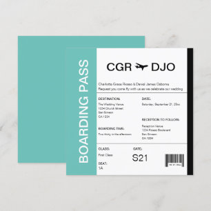 Convites Bilhete de Casamento de Passagem de Embarque viage
