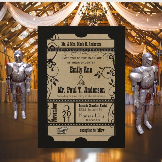 Convites Bilhete de Casamento Rústico Medieval Renascentist (Criador carregado)
