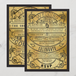 Convites Bilhete de Casamento Tipografia Rústica Vintage