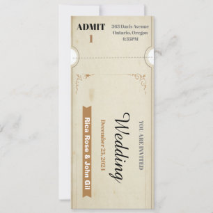 Convites Bilhete de casamento vintage grátis