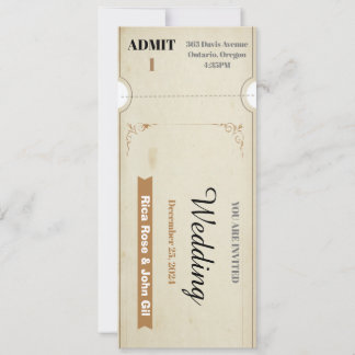 Convites Bilhete de casamento vintage grátis