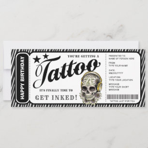 Convites Bilhete de Certificado de Presente de Tatuagem Per