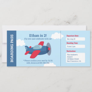 Convites Bilhete de Companhia Aérea para Meninos Festa de A