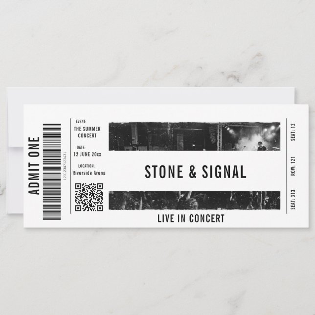 Convites Bilhete de Concerto Personalizado  (Frente)