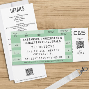 Convites Bilhete de Concerto Retrô Tudo-em-Um Casamento Ver