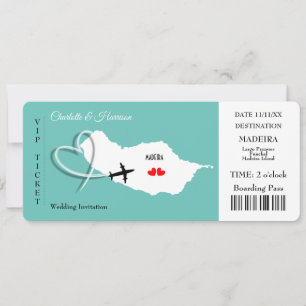 Convites Bilhete de Destino de Casamento Madeira Europa