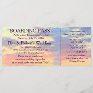 Convites Bilhete de Embarque Casamento de Destino
