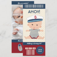 Bilhete de Embarque de Aniversário de Bebê Náutico