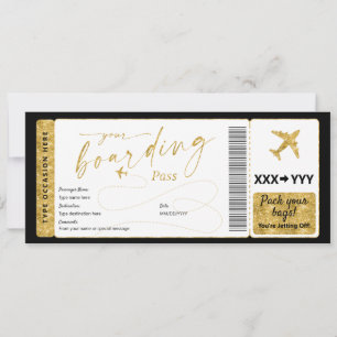 Convites Bilhete de Embarque de Companhia Aérea Falsa Surpr