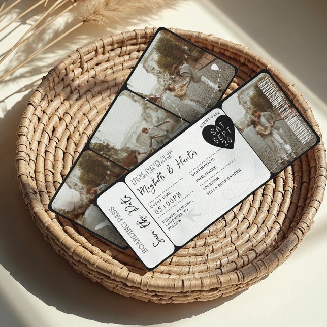 Convites Bilhete de Embarque de Destino (Destination Wedding Boarding Pass Plane Ticket Invitation)