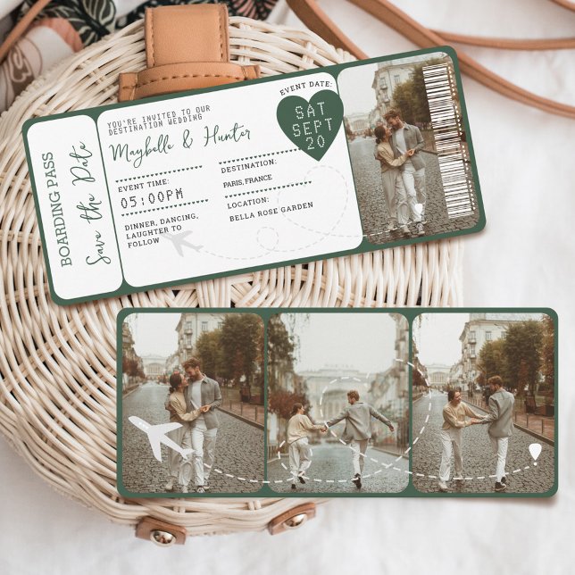 Convites Bilhete de Embarque de Destino (Destination Wedding Boarding Pass Plane Ticket Invitation)