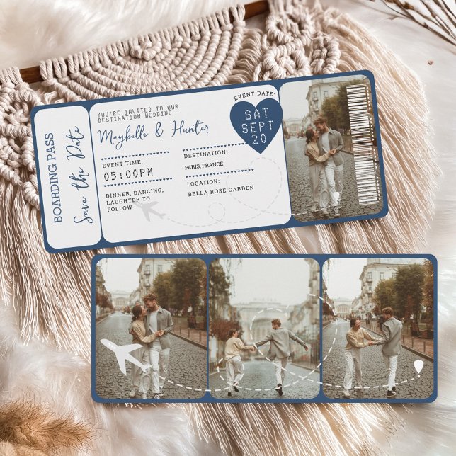 Convites Bilhete de Embarque de Destino (Destination Wedding Boarding Pass Plane Ticket Invitation)