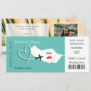 Convites Bilhete de Embarque para Casamento na Madeira