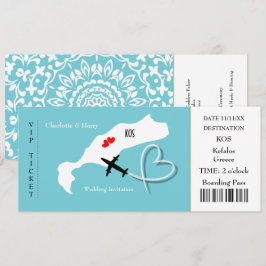 Convites Bilhete de Embarque Pass Casamento Destino Kos
