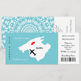 Convites Bilhete de Embarque Pass Casamento Destino Maiorca