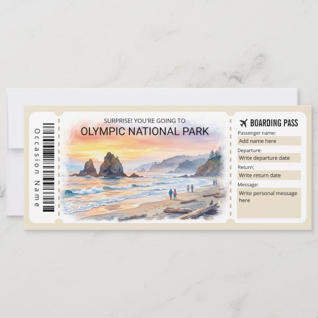 Convites Bilhete de Embarque Passagem para o Parque Naciona (Frente)