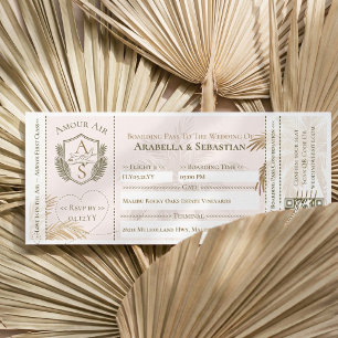 Convites Bilhete de Embarque Tropical para Casamento de Des