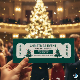 Convites Bilhete de Entrada para Evento de Natal, Concerto