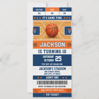 Convites Bilhete de Esportes de Aniversário de Basquete Per
