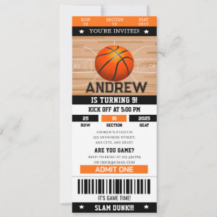 Convites Bilhete de Esportes de Bash de Birthday Slam Dunk 