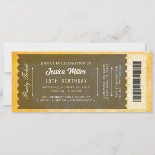 Convites Bilhete de Evento de Luxo Elegante
