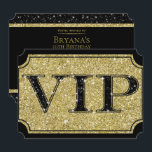 Convites Bilhete de Evento para Festa VIP Black & Gold Glit<br><div class="desc">personalize com qualquer texto</div>