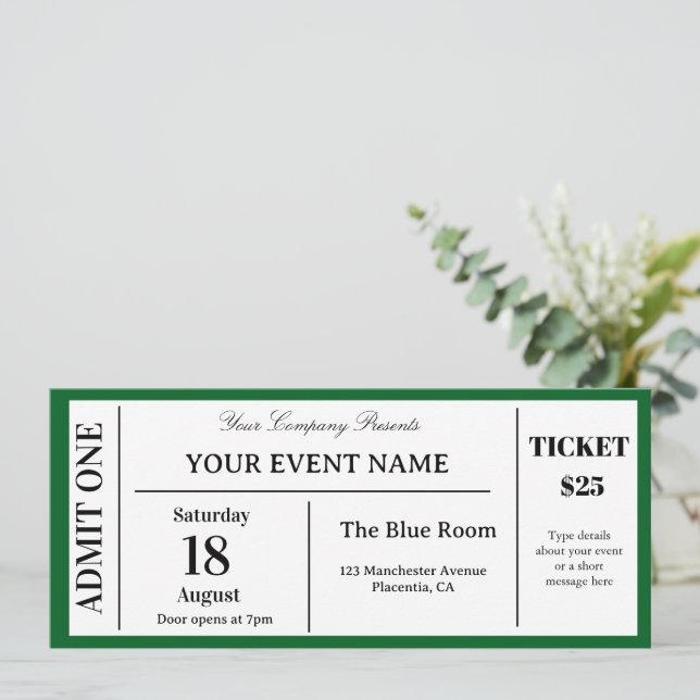 Convites Bilhete de Evento Personalizado, Ingresso de Show  (Em pé/Frente)