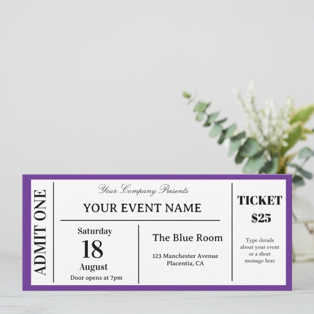 Convites Bilhete de Evento Personalizado, Ingresso de Show  (Em pé/Frente)