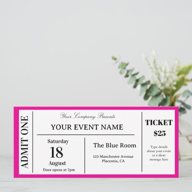 Convites Bilhete de Evento Personalizado, Ingresso de Show  (Em pé/Frente)