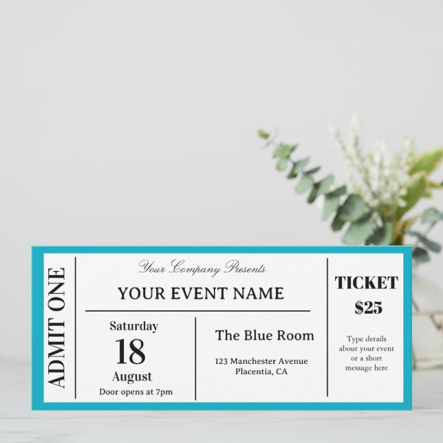 Convites Bilhete de Evento Personalizado, Ingresso de Show  (Em pé/Frente)