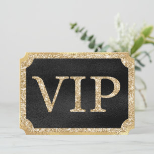 Convites Bilhete de Evento VIP Preto e Dourado