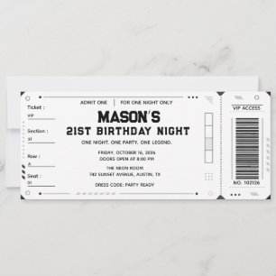 Convites Bilhete de festa de aniversário de 21 anos VIP per