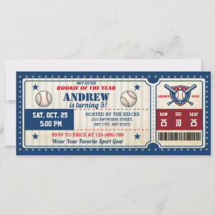 Convites Bilhete de festa de beisebol personalizado de aniv