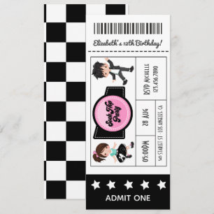 Convites Bilhete de Festa Sock Hop