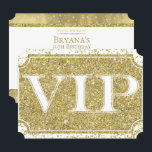 Convites Bilhete de festa VIP Glamour Confete Brilho de Our<br><div class="desc">personalize com qualquer texto</div>