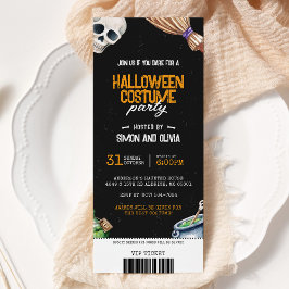 Convites Bilhete de Festas de Figurino de Halloween Spooky
