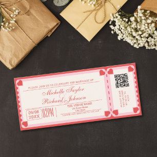 Convites Bilhete de Filme Retro Vintage com Código QR RSVP