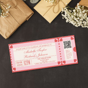 Convites Bilhete de Filme Vintage com Código QR RSVP