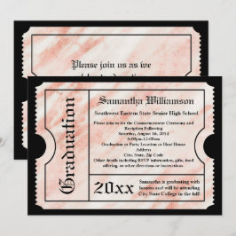 Convites Bilhete de Formatação Moderna Dourada Marble Rosa 