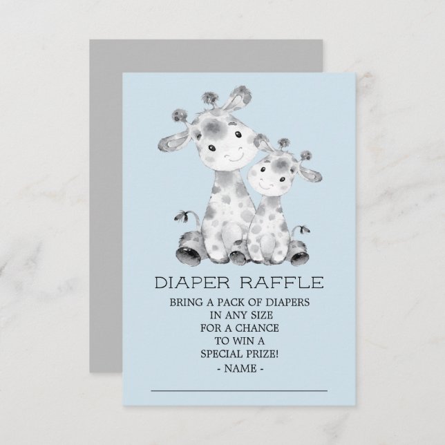 Convites Bilhete de Fralda de Giraffe Raffle (Frente/Verso)