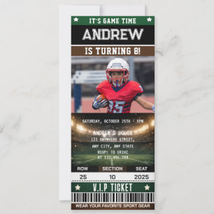 Convites Bilhete de Futebol Americano com Foto Personalizad