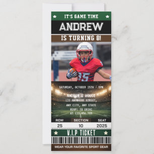 Convites Bilhete de Futebol Americano com Foto Personalizad