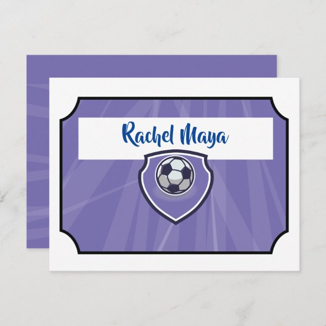 Convites BILHETE DE FUTEBOL Bat Mitzvah Roxo Obrigado Flat (Frente/Verso)